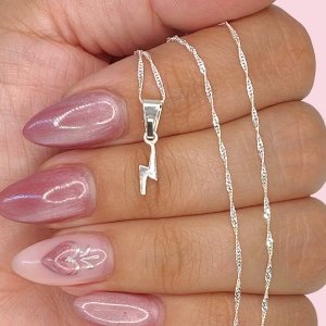 Cadena Singapur Fino Brilloso y Dije rayo Plata 925